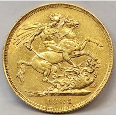 AUSTRALIA 1884 . ONE 1 SOVEREIGN . SYDNEY . GOLD